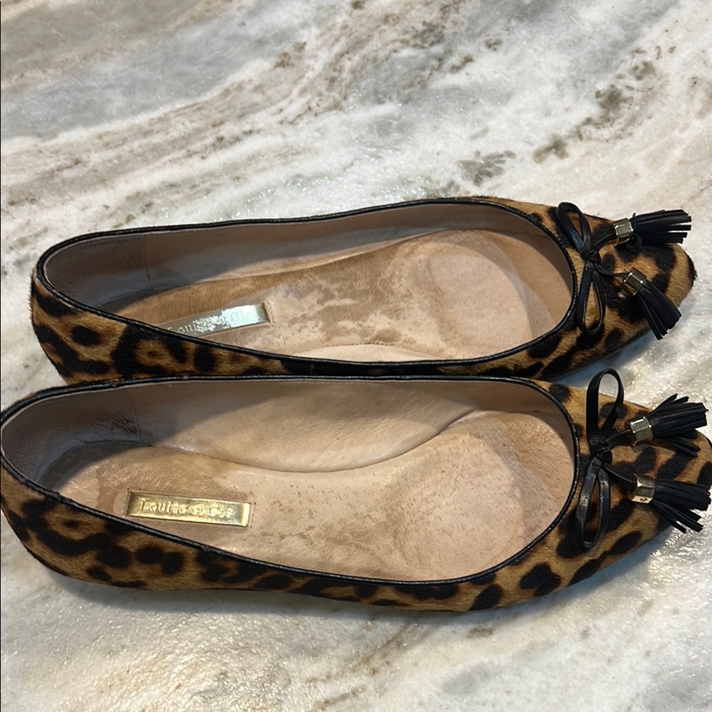 Louise et Cie Brown Flats with Leopard Print and Bow